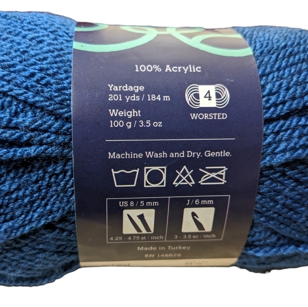 Sprightly Yarn 2pk Denim Blue Dark Mahogany Red Acrylic Worsted Crochet Knit Fun - Picture 4 of 5